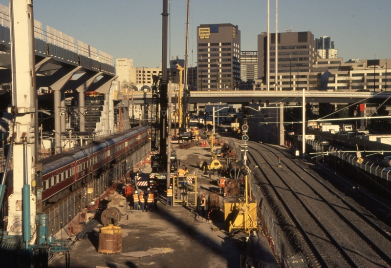 130435: Spencer Street Platforms 15 and 16 Construction in progress viewed from Bourke Street looking South