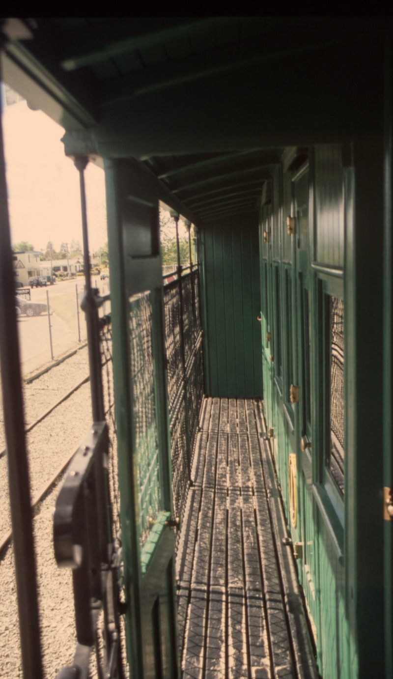 131786: Pleasant Point Railway Interior External Corridor on Half Birdcage Carriage A 421