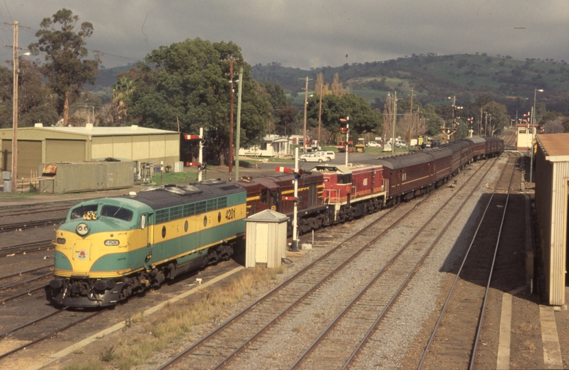 132193: Cootamundra NSWRTM Empty Cars from Wagga Wagga 4201 4520 4916