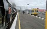 132904: Paraparaumu Governor's Special to Paekakariki Ja 1271 J 1271 and Suburban from Wellington ET 3062 leading