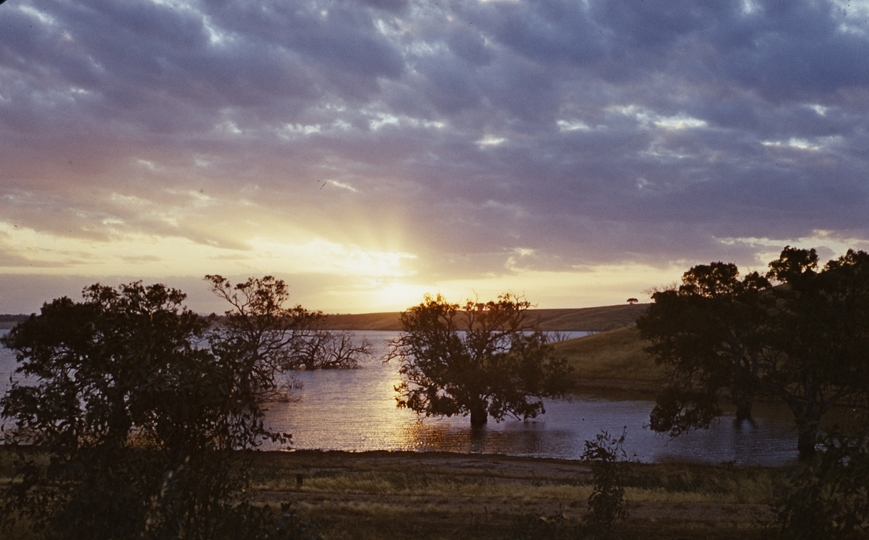 133404: Eppalock Reservoir Victoria Heathcote Railway formation in foreground Photo Wendy Langford