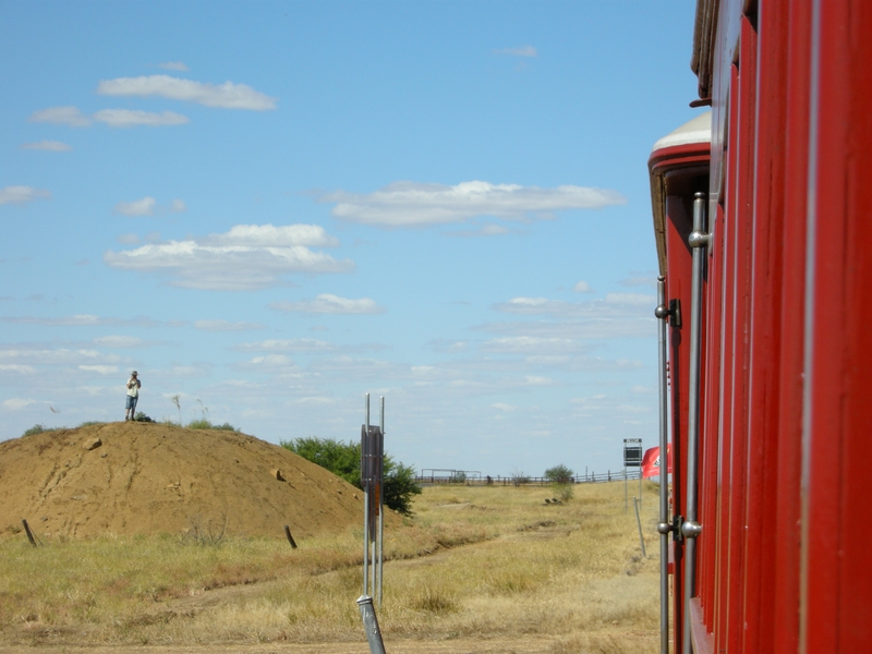 135208: Dillcar Looking back along train towards Longreach Alan Williams on mound