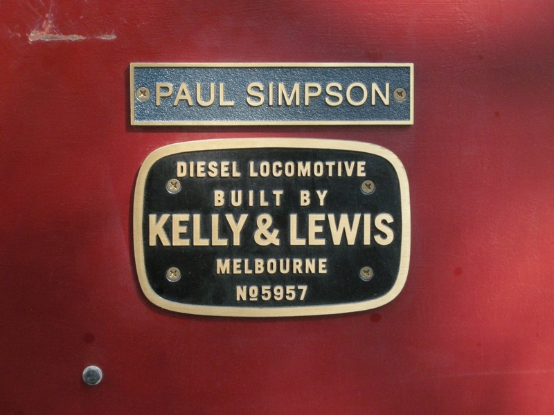 136569: Alexandra Name and Maker's Plates on Kelly and Lewis Locomotive 5957