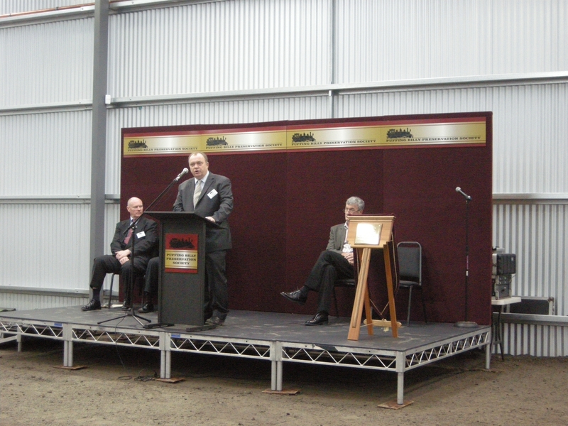 137616: PBPS Museum Menzies Creek 50th Anniversary Speaker Eamonn Seddon CEO Puffing Billy Railway