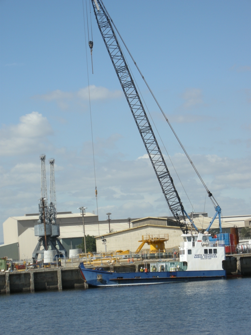 201562: Port Adelaide Crane and barge on Port River