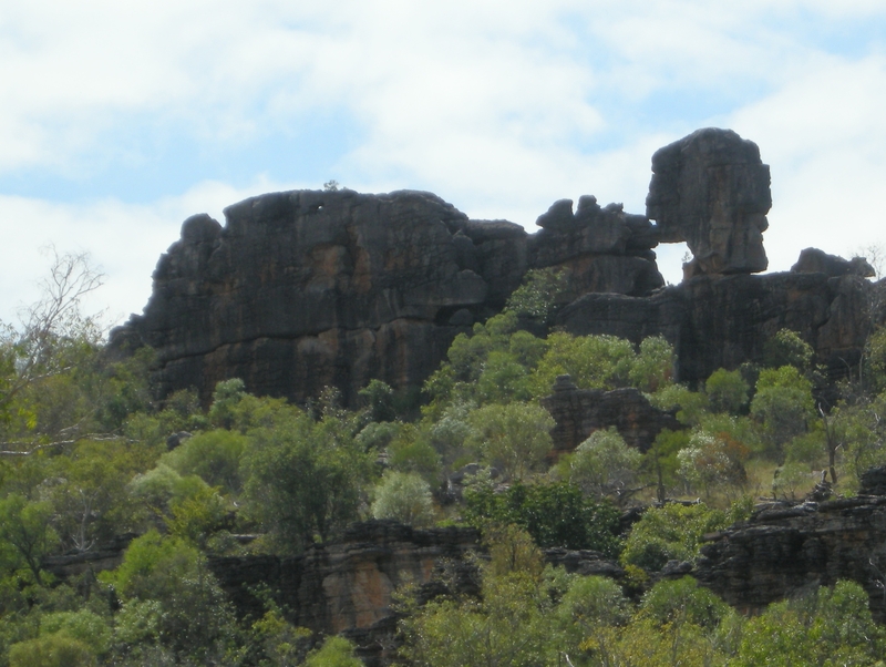 201630: East Alligator River NT Arnhem Land side Rock formations recumbent figure and head