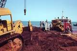 400108: Groote Eylandt NT BHP site Milner Bay unloading D9 from barge 'Hawk'