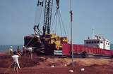 400110: Groote Eylandt NT BHP site Milner Bay unloading D9 from barge 'Hawk'