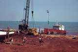 400111: Groote Eylandt NT BHP site Milner Bay unloading D9 from barge 'Hawk'