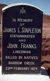 400137: Barrow Creek NT Telegraph Station Tombstone