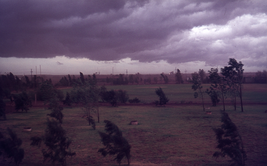 400239: Goldsworthy WA Dust storm viewed from Langford's Flat 10 Wurralong Street