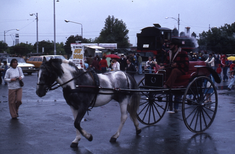 400434: Melbourne Victoria Old gig in Cavalcade of transport  in background 6A