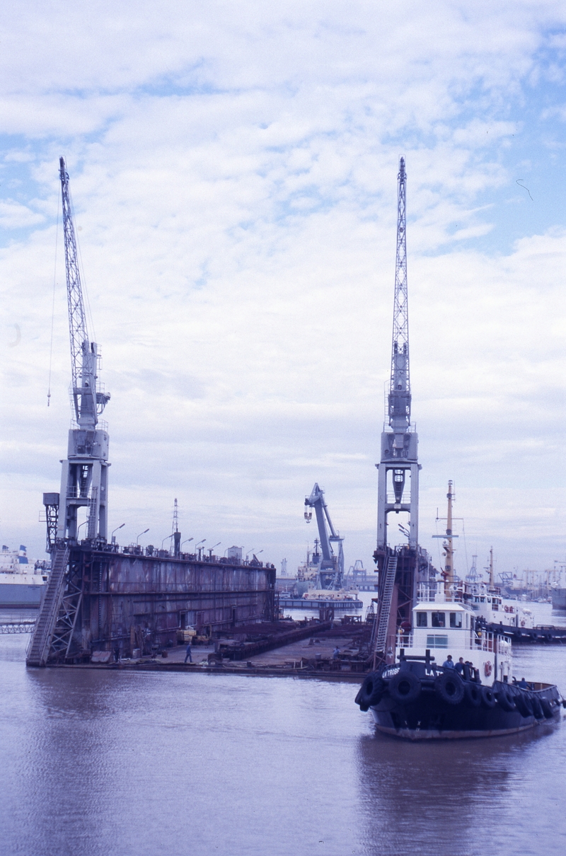 400528: Melbourne Victoria A J Wagglen floating dry dock being returned to its original site after dredging