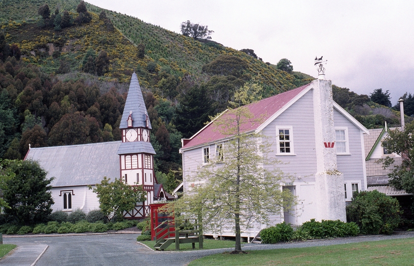 400867: Nelson South Island NZ Founders' Park Old St Peter's Church in background