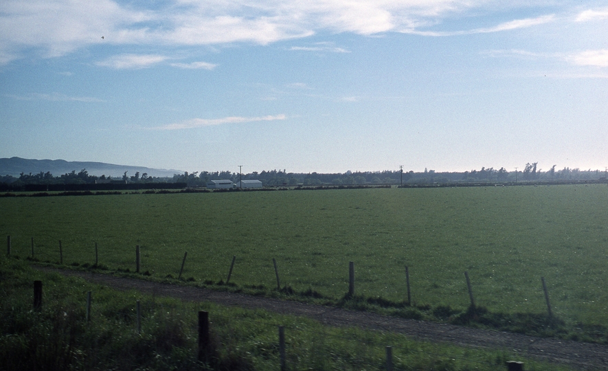 400870: Kowhai River - Grays Road South Island NZ view looking East from train