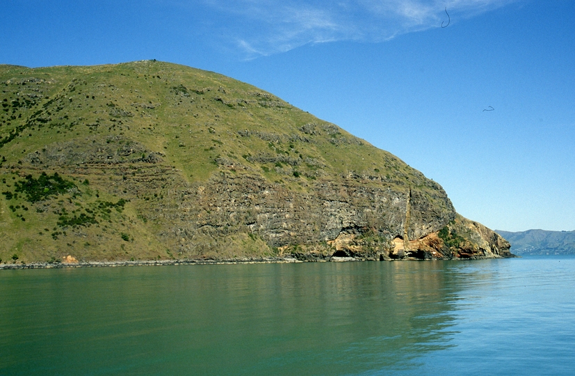 400991: Lyttelton Harbour South Island NZ Geological formation in right distance