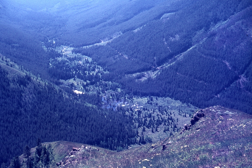 401298: CPR Survey Camp Fording River BC Canada Viewed from nearby hill