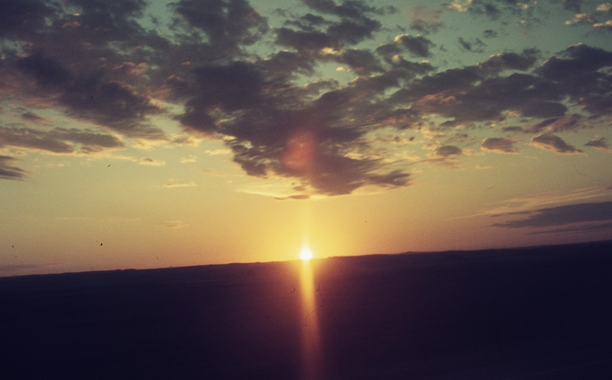 401307: Aldersyde AB Canada Sunset viewed from bus