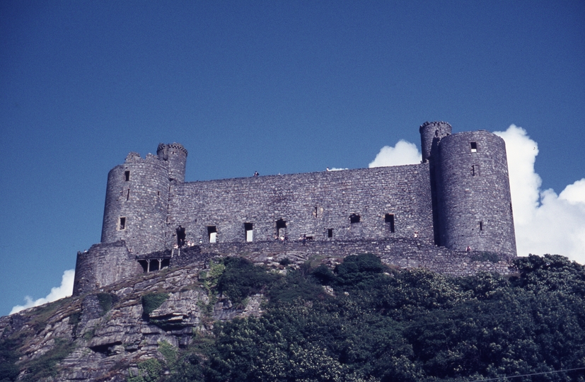 401382: Harlech Merionethshire Wales Harlech Castle viewed from train