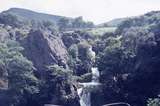 401393: near Llanberis Caernarvonshire Wales Waterfall viewed from rack railway