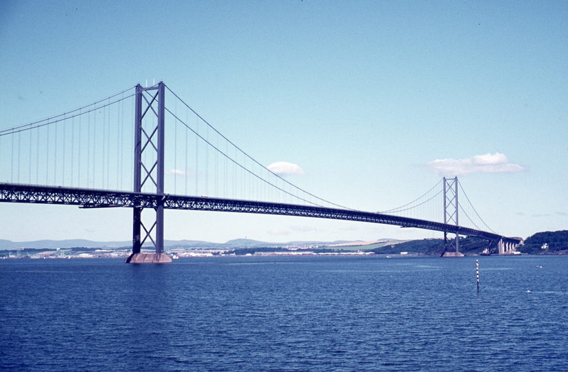 401424: Forth Road Bridge Scotland viewed from Midlothian shore