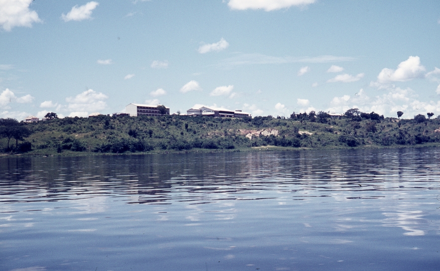 401465: Paraa Lodge Uganda viewed from the Victoria Nile
