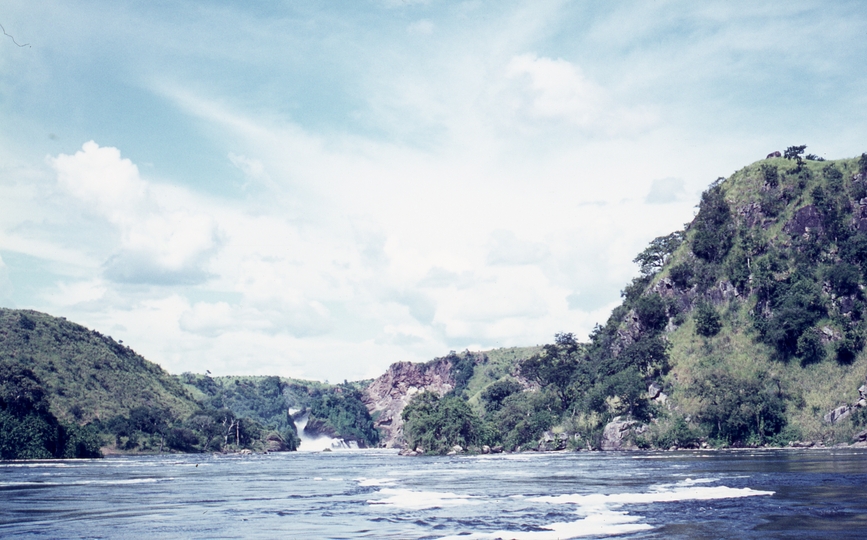 401481: Murchison Falls Uganda viewed from boat on Victoria Nile